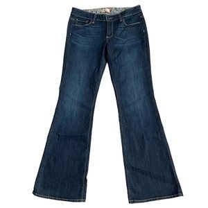 PAIGE Y2K Canyon Bootcut Petite in Medium Dark Blue Indigo Wash